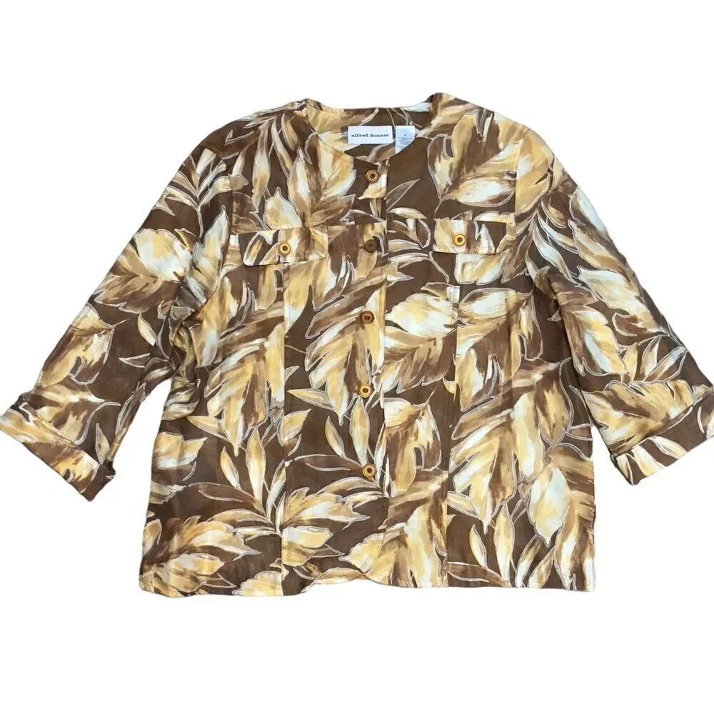 Alfred Dunner Button Down 3/4 Sleeve Blouse Size 16